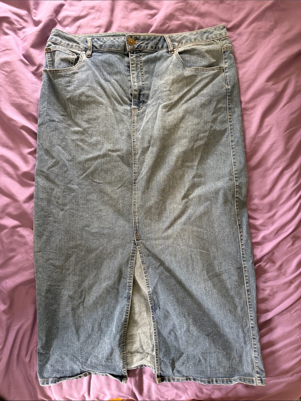 Rachel Zoe Light Blue Denim Midi Skirt with Front Slit